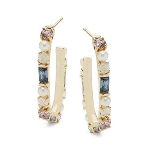Kendra Scott Madelyn 14K GoldPlated Freshwater pearl & multi stone Hoop Earrings